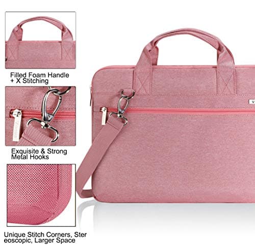 Voova Laptop Bag 15.6 Inch, Waterproof Case with Shoulder Strap, Pink Dust — view 5