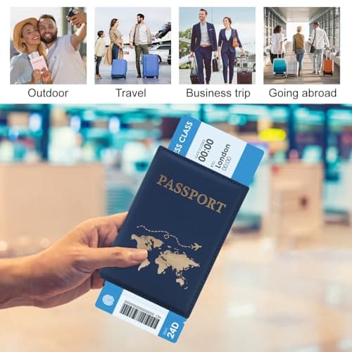 ILIYAH Passport Cover UK Waterproof Passport Holder Travel Accessories Passport Protector Women PU Leather Passport Holders (Navy) — view 5