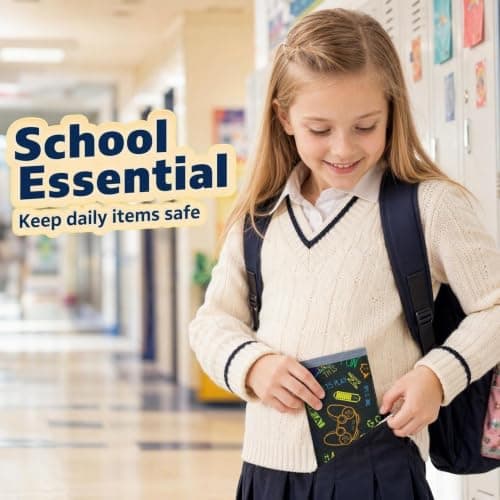 Kids Wallet, Black Canvas Game Console Print Trifold with Slots & Lanyards — view 4