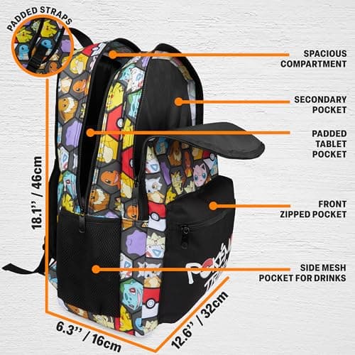 Get Trend Pokemon Boys Large Backpack, 46cm Padded Strap School Bag — view 4