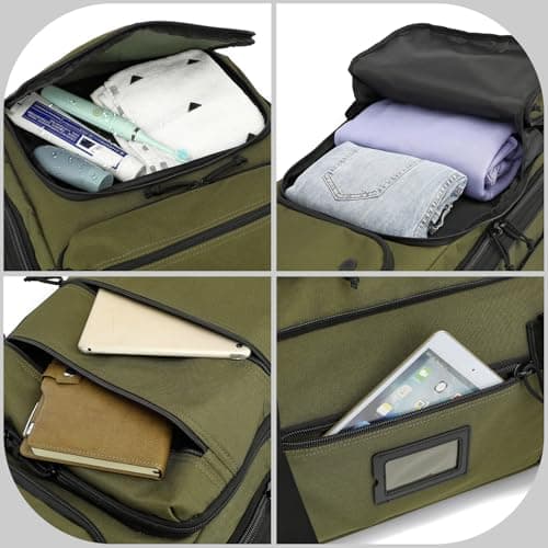 TAIHOYIN Large Foldable Duffle Bag with Wheels 85-100L Expandable Wheeled Holdall Extra Large Travel Rolling Duffel Bags for Men Women Collapsible Big Soft Luggage Camping, Green — view 3