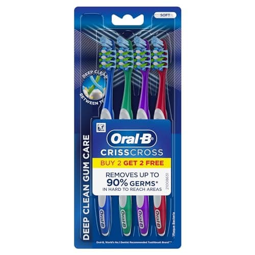 Oral-B Pro-Health Soft Toothbrush for Gum Care, Battery Operated, 3 Pack, Blue, Purple, Green