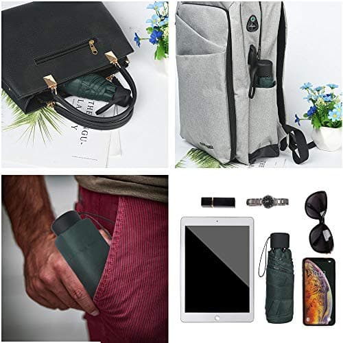 Vicloon Travel Mini Umbrella for Purse,6 Ribs Mini Umbrellas,Coating Layer Fabric Blocking UPF 50 UV Protection 99.9% Compact Folding Purse Umbrella, Travel Sun Umbrellas Lightweight Small Compact — view 6