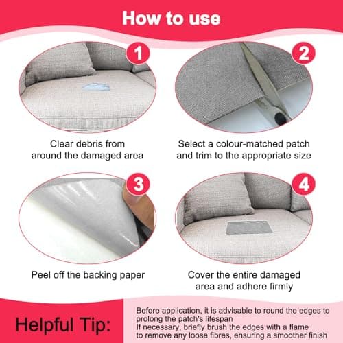 2 Pcs Grey Canvas Repair Patch, 20X28cm Self-Adhesive Canvas Repair Patches for Sofs & Tents, Waterproof Fabric Repair Kit, Adhesive Fabric Repair Patches for Sofas Tents Furniture Car Seats — view 4