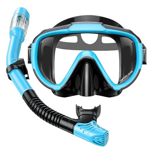Lealinga Snorkel Set Adult Kid Panoramic View Snorkel Mask with Travel Bag