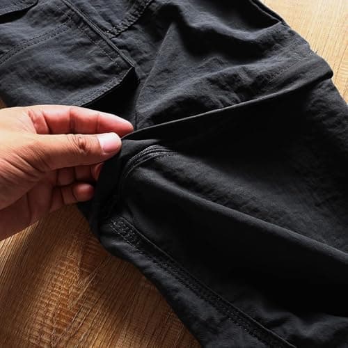 Men's Convertible Cargo Pants with Detachable Legs, Straight Fit for Hiking and Travel, Lightweight and Breathable for Spring Summer Autumn, Multi-Pocket Design for Everyday Utility (Black, XXXXL) — view 5