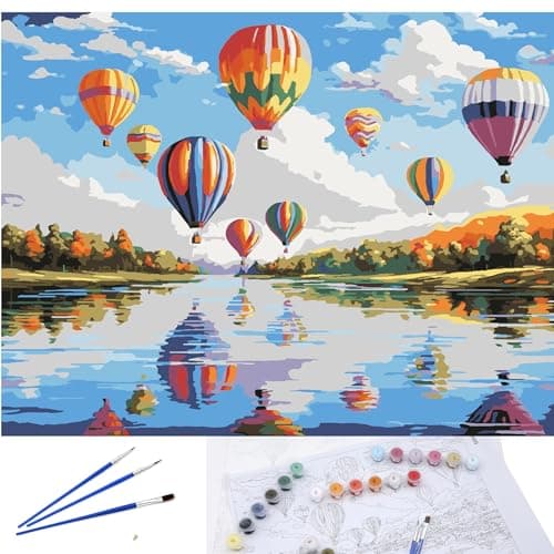 EXERZ Rolled Up Canvas Paint by Numbers Kits 30x40cm Landscape Balloon