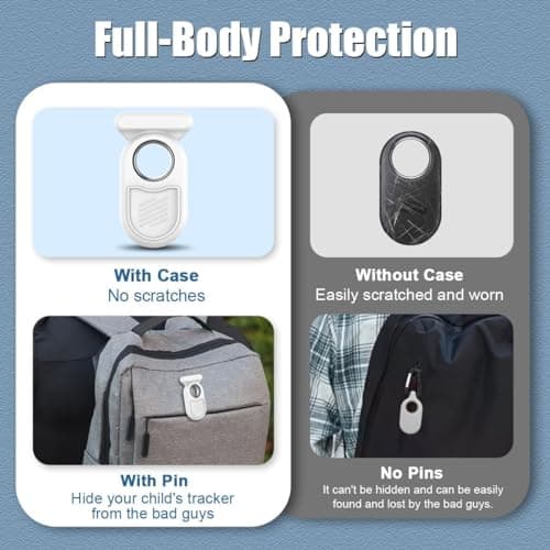 Protective Case for Galaxy SmartTag2 with Hidden Safety Pin: AIYAAIYA Non-Slip Silicone Case Compatible with Samsung Smart Tag 2 Brooch Clip for Children Pet Clothes Backpack Luggage (White) — view 3
