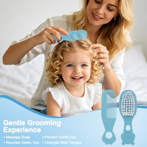 AYBUY Baby Healthcare and Grooming Kit, 11PCS Safety Baby Care Kit with Hair Brush Comb Nail Clipper, Hair Brush and Comb Set for Newborns & Toddlers — view 4