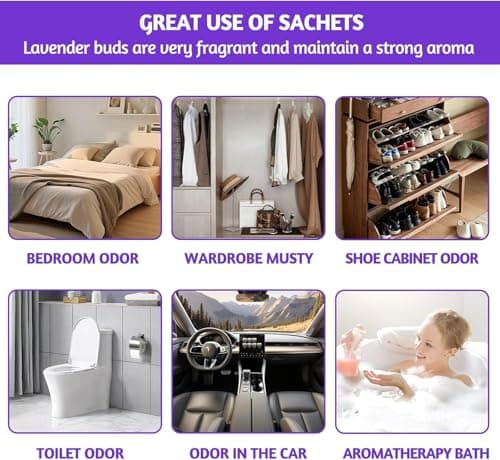 20X Lavender filled bags drawers,(7x9cm) wardrobe fresheners，lavender moth repellent for wardrobes, suitable for pillows, cars, shoe cabinets, cupboards — view 3