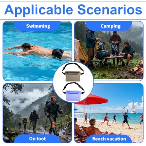 2 Pack Waterproof Pouch Bag with Adjustable Waist Strap, IP68 Waterproof Bumbags and Waterproof Phone Pouches, Large Capacity Dry Bags for Beach, Swimming Bags, Paddleboard Accessories — view 4