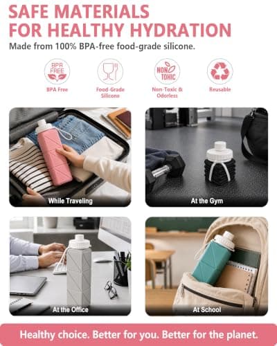 BEAUTAIL Collapsible Water Bottle 610 mL, Silicone Travel Water Bottle — view 3