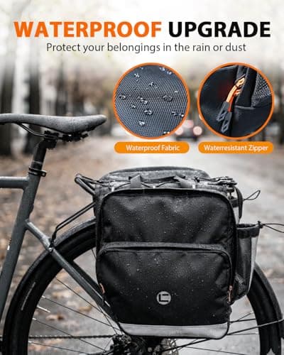 NDakter Bike Panniers, 30L Waterproof Bike Pannier Bags for Rear Rack, Expandable Double Bicycle Trunk Saddle Bag with Reflective Strips,Ebike Accessories for Commute Road and Mountain Cycling Travel — view 3