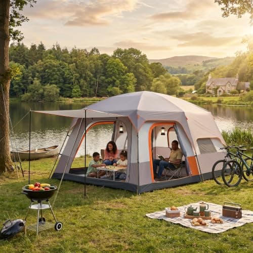 VGEBY Instant Pop Up Camping Tent, Spacious 2 Room Layout Quick Setup with Carry Bag for 4-6 Person for Family Camping and Outdoor Adventures (4-6 People) — view 5