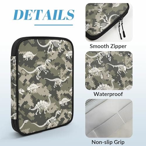 Cmizedevise Dinosaur Skull Electronics Organizer Travel Case, Green Camo Tech Accessories Cord Storage Bag for Cable, Cord, Charger, Phone, Power Bank, Usb, SD Card — view 5
