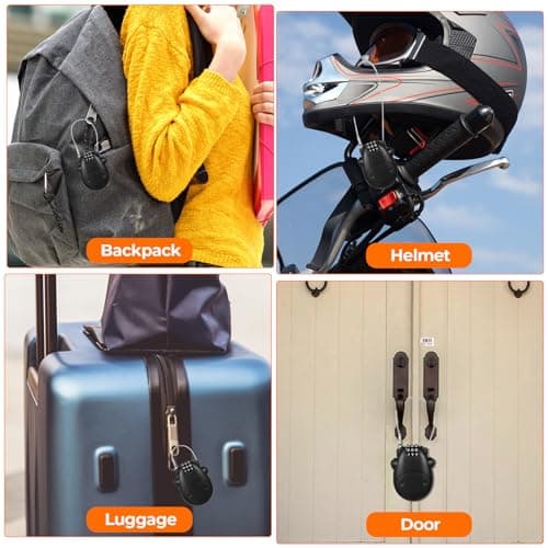 3-Digit Combination Cable Locks, 77cm Retractable Cable Lock, Security Password Locks for Bike Luggage Suitcase Helmet Backpack Locker Travel Ski Toolbox — view 6