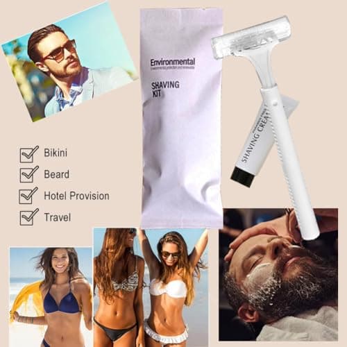 10Pack Luxury Individually Wrapped Eco-Friendly Travel Disposable Razors Kit With Shave Cream; Clean and Hygienic; Pocket Sensitive Skin Razor Set for Guests; Hotel Shaving Razor for Hotel,Travel — view 6