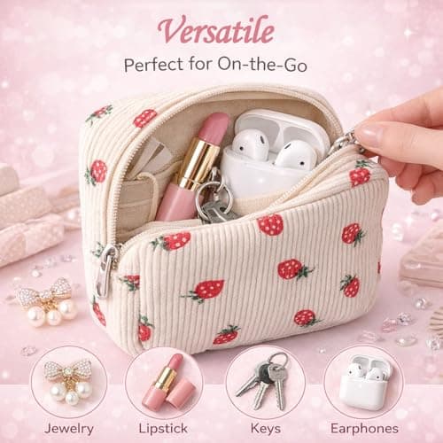 2 Pack Period Bag for Teen Girls, Striped Sanitary Napkin Storage Pouch, Cute Portable Period Bag, Holds Pads, Tampons, Menstrual Cups & Liners, Pad Pouch for Travel & Daily Use (Beige) — view 5