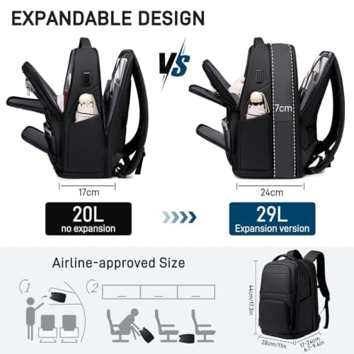 FENRUIEN 15.6 Inch Business Laptop Backpack Expandable 20-29L for Men Women — view 3