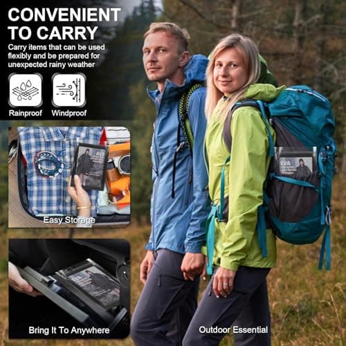 Chyaya 2 Pack Rain Poncho Waterproof Raincoat for Men Women Adults,Lightweight Thicken Emergency Rain Jacket Hooded for Camping Hiking Travelling,Outdoor Activities - Black — view 4
