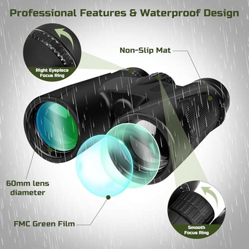 High Power 25X60 Binoculars for Adults BAK4 Prism FMC Lens - Black — view 3