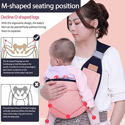 HINATAA Breathable Baby Sling, Adjustable Baby Carrier, Baby Carrier Wrap, Quick Dry, Thick Shoulder Straps for 0-36 Months Baby (Pink a) — view 2