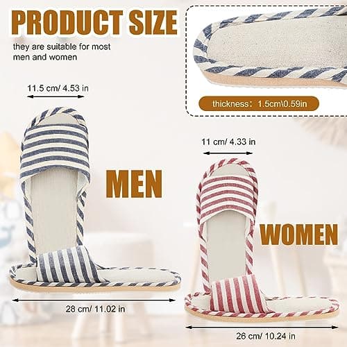 Suhine 12 Pairs House Slipper for Guests Open Toe Spa Slippers Non Slip Indoor Comfortable Breathable Home for Travel Guests Hotel Home Bedroom Unisex, Multicolor, 9 UK — view 4