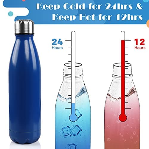 BOGI 2 Pack Insulated Water Bottle,500ml Stainless Steel Water Bottle-Leakproof Metal Water Bottle Keep Drink Hot & Cold Water Bottle Sports Water Bottle for Girls Kids with Cleaning Brush(Mint+Dblue) — view 3