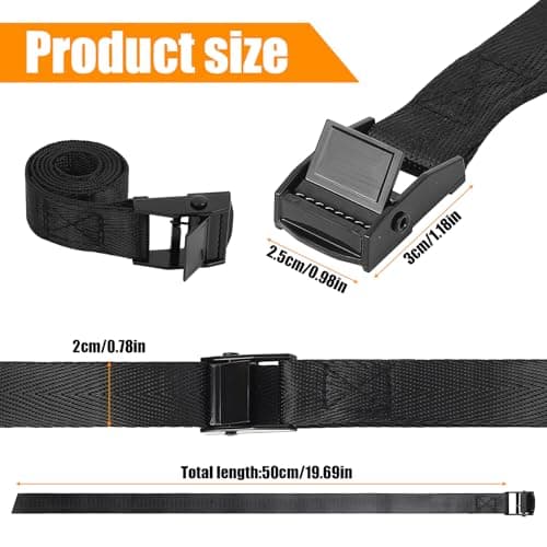 10 Pack Short Ratchet Straps, 50cm Adjustable Tie Down Straps with Metal Buckle, Mini Lashing Straps for Bike Rack, Motorcycle, Luggage & Cargo — view 2