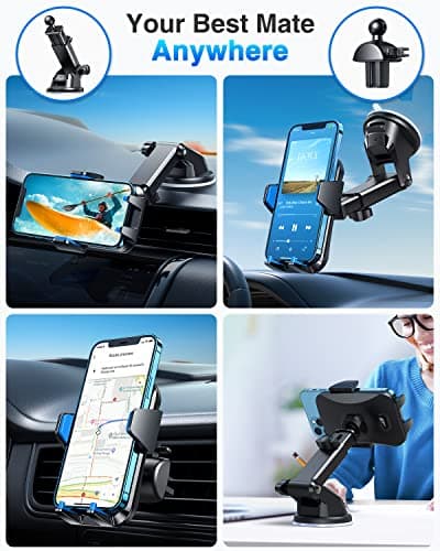 VANMASS Top Car Phone Holder 2026 [85+ lbs Strongest Suction & True Military-Grade] Rotatable Mobile Phone Mount Universal Dashboard Windscreen Vent Desk Automobile for iPhone 17-Pro Max 16 15 Samsung — view 2