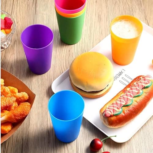 30 Pack Reusable Plastic Cups, 260 ml Plastic Drinking Cups, 10 Colours — view 5
