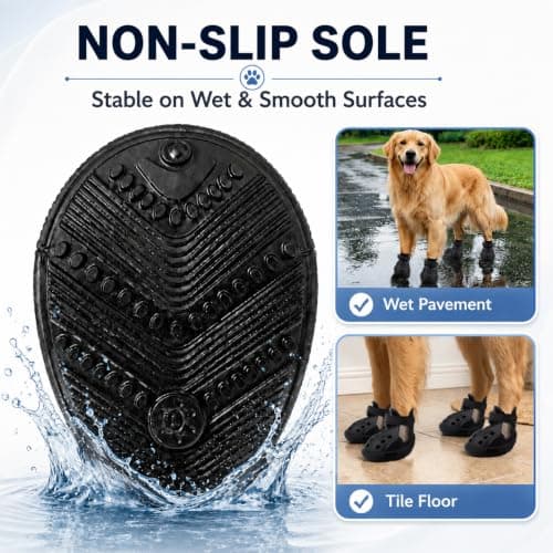 Dog Shoes for Medium Large Dogs, Adjustable Pet Paw Boots with Textured Sole, Lightweight Dog Booties for Walking and Outdoor Use, 4 Pack — view 5