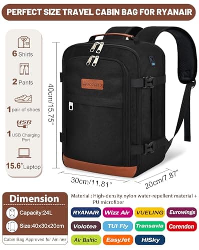 MOCOCITO Ryanair Cabin bags 40x30x20 Travel Backpack 40x30x20 Cabin Bag Carry On Weekend Trips & Air Tryanair Under Seat Backpack for Travelling Suitable for Ryanair, Wizz Air, Easyjet, Vueling — view 2