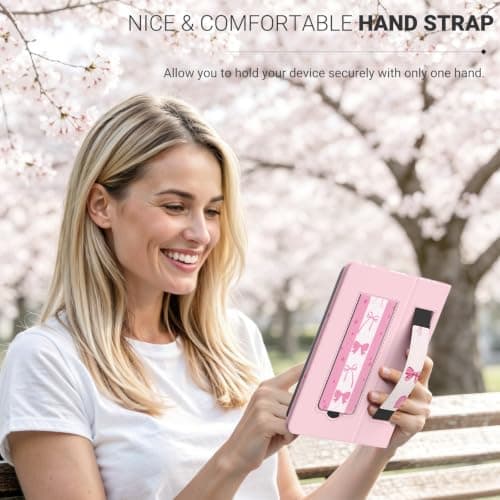 MoKo Universal Case for 6 inch kindle eReaders and Tablets,Pink Striped Bow — view 4