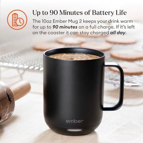 Ember Smart Mug 2 Travel Mug, 1.5 Hour Battery Life, App Controlled Heated Coffee Mug, Improved Design, 10 Ounces, Black — view 3