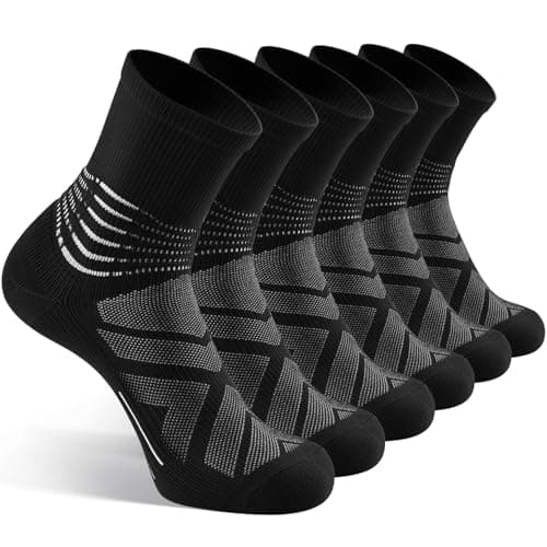 IRAMY Compression Ankle Support Socks Men Running Women Trainer Wicking Plantar Fasciitis Relief Hiking Crew Socks 3 Pairs Black L