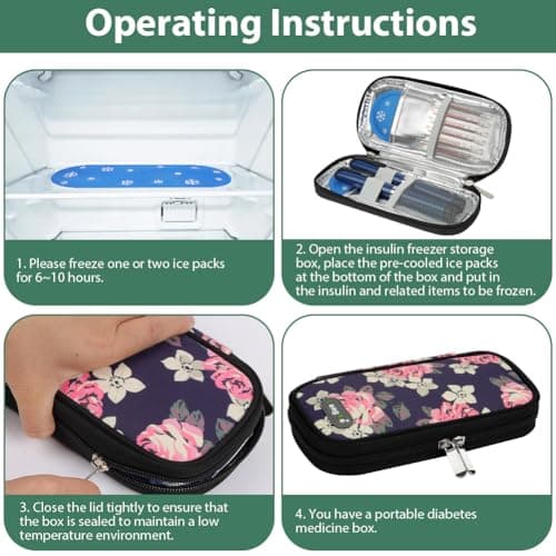 Fefod Insulin Cooler Travel Case, Medicine Cool Bag Travel with 2 Ice Packs, Medicine Refrigerated Travel Box, Diabetic Supplies Insulin Pen Case, Easy to Carry Refrigerated Box (Black) — view 3