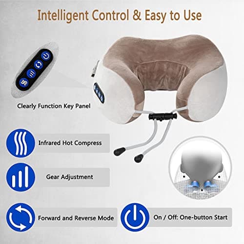 Neck Massager, Electric Neck Massager Deep Tissue 3D Kneading, with 3 Force Levels and 3 Modes, Rechargeable Massage Cushion Pillow for Pain Relief at Home, Office — view 2