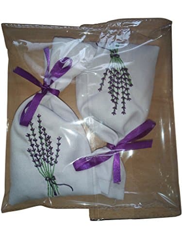 Embroidered Lavender Bags Filled with Dried Lavender (2 white bags) — view 6