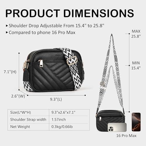 TANTOMI Crossbody Bags for Women - Quilted Cross Body Bag Travel PU Vegan Leather Handbags & Shoulder Bags with 4 Card Slots Adjustable Strap Fashion Small ladies bags for Travel Shopping Work — view 3
