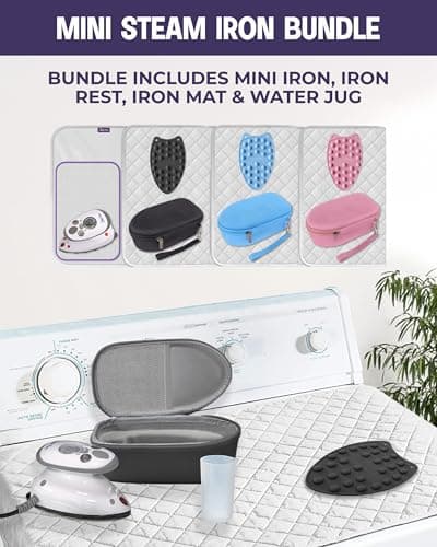 The Quilted Bear Premium Mini Iron and Portable Ironing Mat Bundle, Blue — view 6