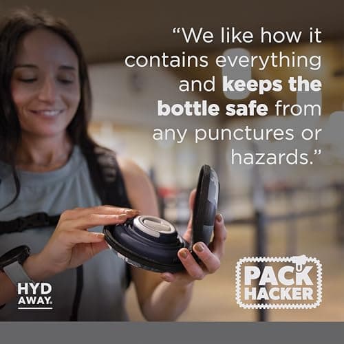 HYDAWAY Travel Case for Collapsible Bottles, Bowls & Cups - Protective Storage with Carabiner Clip - Durable, Water-Resistant, TSA-Friendly (Oxford) — view 6