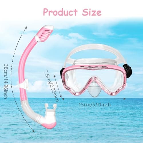 AOOSA Kids Snorkel Set, Anti-Fog Tempered Glass Diving Mask Snorkeling Gear — view 2