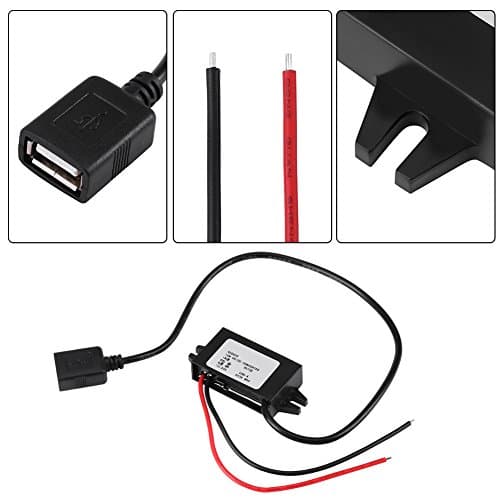 DC-DC Converter, 12V/24V to USB 5V 3A Buck Adapter DC-DC Step Down Adapter Regulator Buck Voltage Module with Cable Wires Output Power Adapter — view 3
