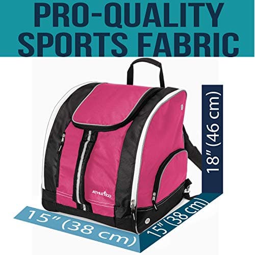 Athletico Ski Boot Bag - Skiing and Snowboarding Travel Luggage - Stores Gear Including Jacket, Helmet, Goggles, Gloves & Accessories - Venting and Grommets for Snow Drainage (Pink) — view 6