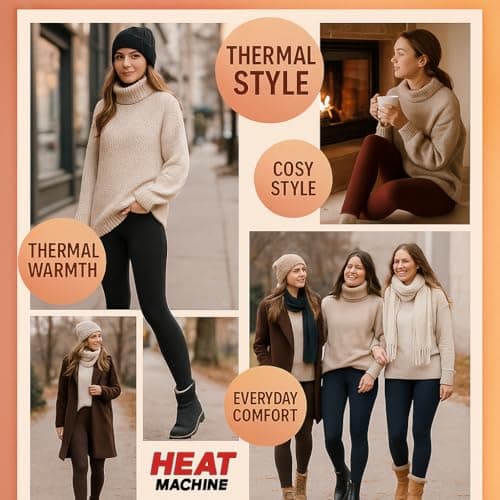 Heat Machine™ Ladies 2 Pack Thermal Leggings – 300 Denier Fleece Lined Opaque Winter Warm Cosy Stretch Pants (UK, Alpha, M, L, Regular, Regular, Burgundy) — view 5