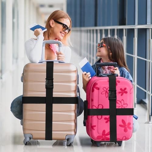 2Pcs Suitcase Straps Set, Adjustable Suitcase Straps, Heavy Duty Luggage Straps with Quick Release Buckle, Travel Accessories Thickened Luggage Belt for Suitcase Baggage (Black) — view 6