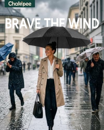 Chakipee Conlun Compact Umbrella Windproof Strong - Automatic Windproof Inverted Umbrellas for Men and Women, 210T Fabric 105cm Span, 10 Large Ribs Blue Umbrella 27 inch — view 4