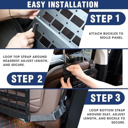 BOOSTEADY 2 Tactical Seat Back Organizer, Rigid Molle Seat Back Organizer, Aluminum Alloy Molle Seat Back Panel,Universal Car Seat back organizer for Vehicle Car Truck Modular Storage & Display — view 6