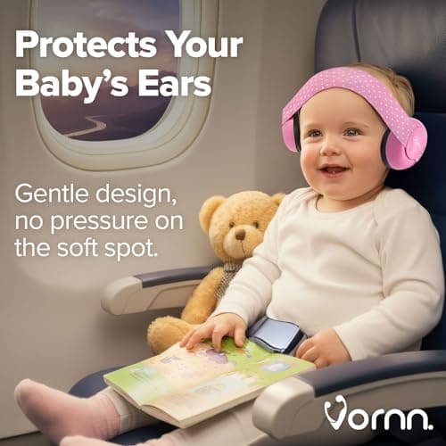 VORNN Baby Ear Defenders & Infant Headphones Noise Cancelling Earmuffs for Babies and Toddlers 0-36 Months in Pink | CE & UKCA Certified for Hearing Protection, Comfortable Fit & Safe Sleep — view 2